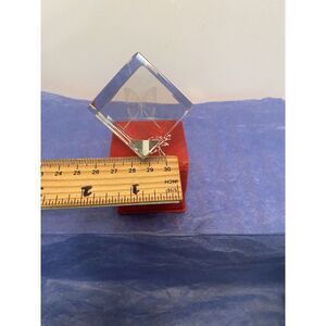 Lead Crystal Clear Glass Cube Paperweight With Laser etched Butterfly‎ With Case